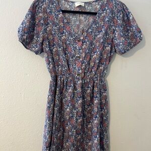 Everly Blue and Pink Floral Mini Dress